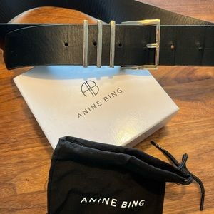 Anine Bing Andrea leather belt (gold plated buckle)